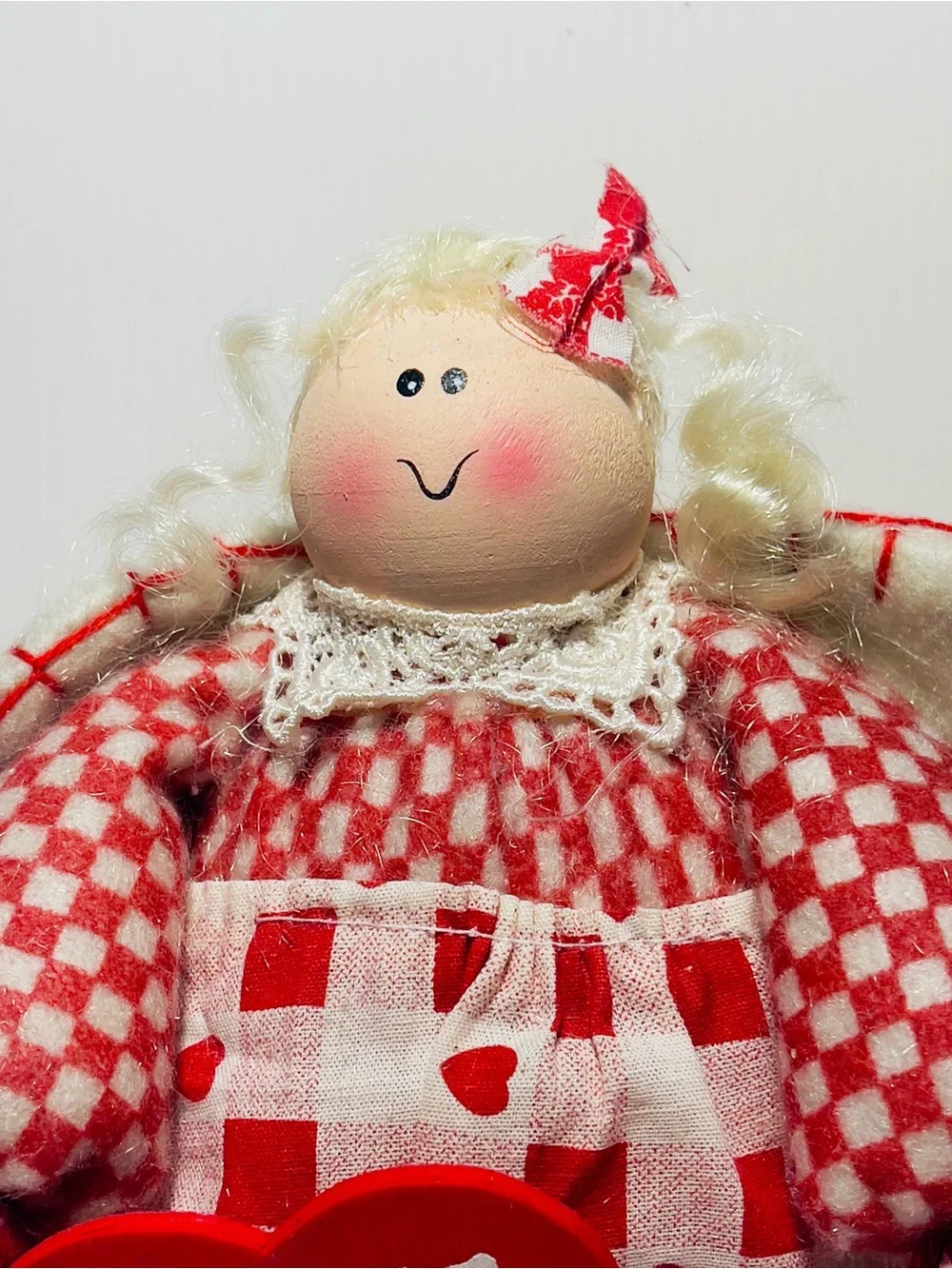 Vintage Handmade Love Angel Doll Valentine Shelf Sitter Primitive Rustic Holiday